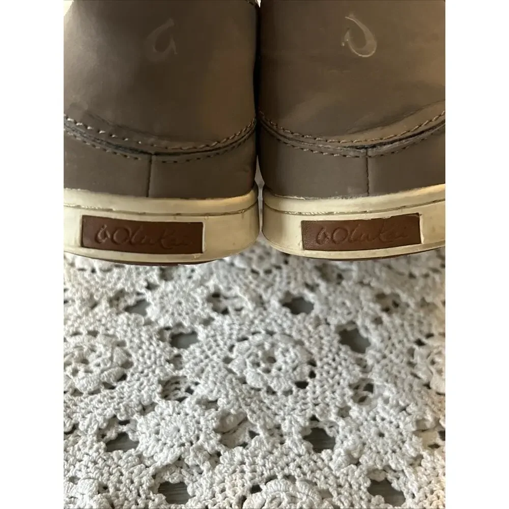 OluKai Women's Taupe Mesh Slip-On Flats